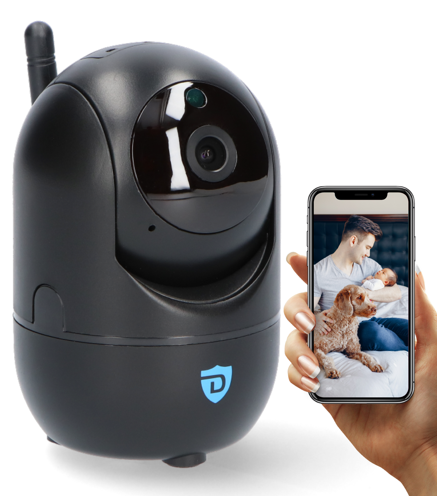 Detepo® Slimme Wifi Beveiligingscamera voor Baby en Huisdier - Bestuurbaar met App - Full HD 2 Megapixel - Babyfoon met bewegingsdetectie en Automatisch Volgen van uw Baby Huisdier - Incl. Gratis App en Nederlandse Handleiding