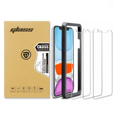 Screenprotector van Glas voor iPhone XR en iPhone 11 - Gehard Beschermglas - Transparant en Krasbestendig – Incl. Installatie Frame - 3 Stuks