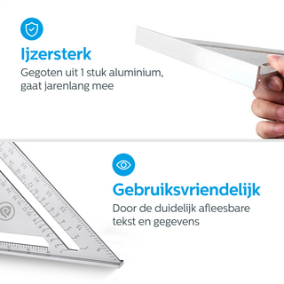Winkelhaak - Timmerman Meet Driehoek - Blokhaak gemaakt van Metaal - Schrijfhaak - Speed Square - 5 in 1 Gradendriehoek - Grijs
