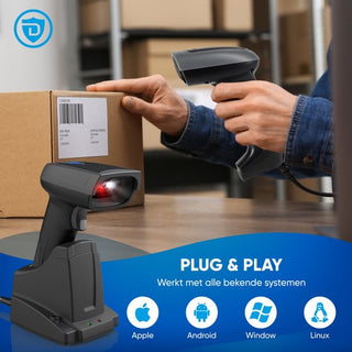 Barcode Scanner Draadloos - 1D Barcodes Scannen - Bluetooth & USB - Handscanner - Met Laadstation