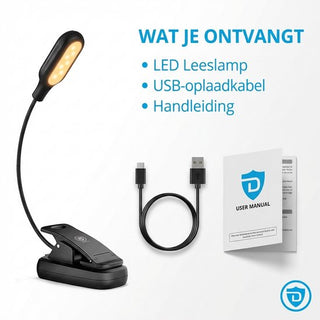 Leeslampje voor Boek - LED Leeslamp met Klem - Verstelbare Flexibele Arm - voor Boek / Slaapkamer / Bed / Kind / Bureau - USB Oplaadbaar