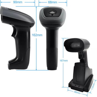 Barcode Scanner Draadloos met Laadstation - Handscanner voor 2D/QR Codes - Met Bluetooth of USB - Plug & Play - Incl. Houder