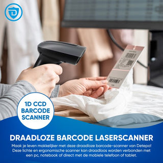Barcode Scanner Draadloos - 1D Barcodes Scannen - Bluetooth & USB - Handscanner - Met Laadstation