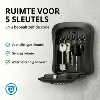 Sleutelkastje mit Code für Buiten - Sleutelkastje mit Cijferslot - Inkl. Wandmontage - Zwart