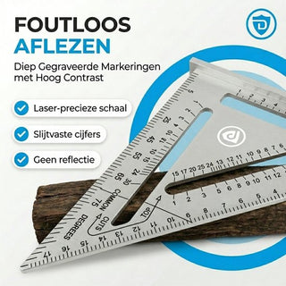 Winkelhaak - Timmerman Meet Driehoek - Blokhaak gemaakt van Metaal - Schrijfhaak - Speed Square - 5 in 1 Gradendriehoek - Grijs