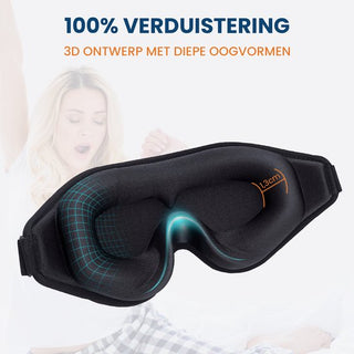 Slaapmasker voor Vrouwen & Mannen - Luxe 3D Oogmasker - 100% Verduisterend - Incl. Opbergzakje, Oordopjes en E-book Slaap Gewoontes