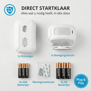 Entreemelder met Beweging Detector - Toegangsmelder - Doorgangsmelder - Plug & Play – Winkelbel met Sensor - Incl. Batterijen