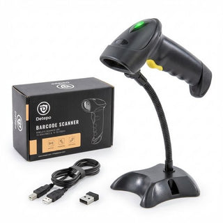 Barcode Scanner Draadloos - Professionele Handscanner voor 2D/QR Codes - Met Bluetooth of USB - Plug & Play - Incl. Standaard