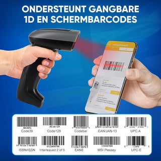 Barcode Scanner Draadloos - 1D Barcodes Scannen - Bluetooth & USB - Handscanner - Met Laadstation