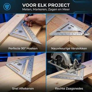 Winkelhaak - Timmerman Meet Driehoek - Blokhaak gemaakt van Metaal - Schrijfhaak - Speed Square - 5 in 1 Gradendriehoek - Grijs
