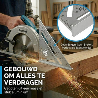 Winkelhaak - Timmerman Meet Driehoek - Blokhaak gemaakt van Metaal - Schrijfhaak - Speed Square - 5 in 1 Gradendriehoek - Grijs