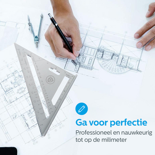 Winkelhaak - Timmerman Meet Driehoek - Blokhaak gemaakt van Metaal - Schrijfhaak - Speed Square - 5 in 1 Gradendriehoek - Grijs