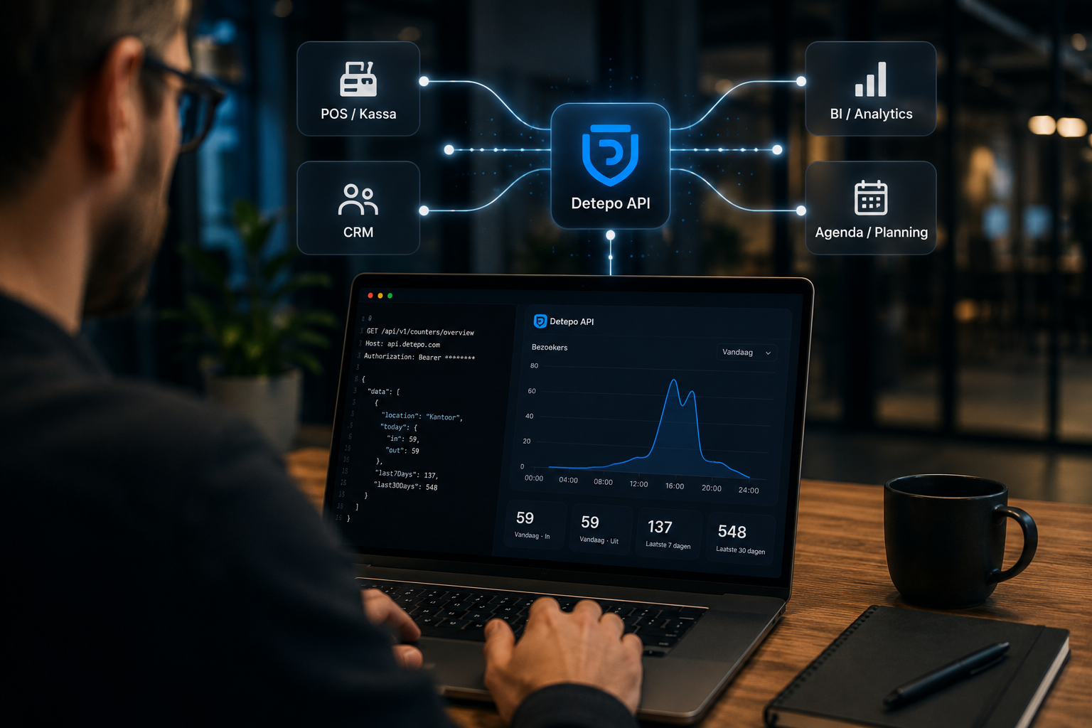 Detepo API waarmee je bezoekersdata uit het platform in je eigen systeem haalt