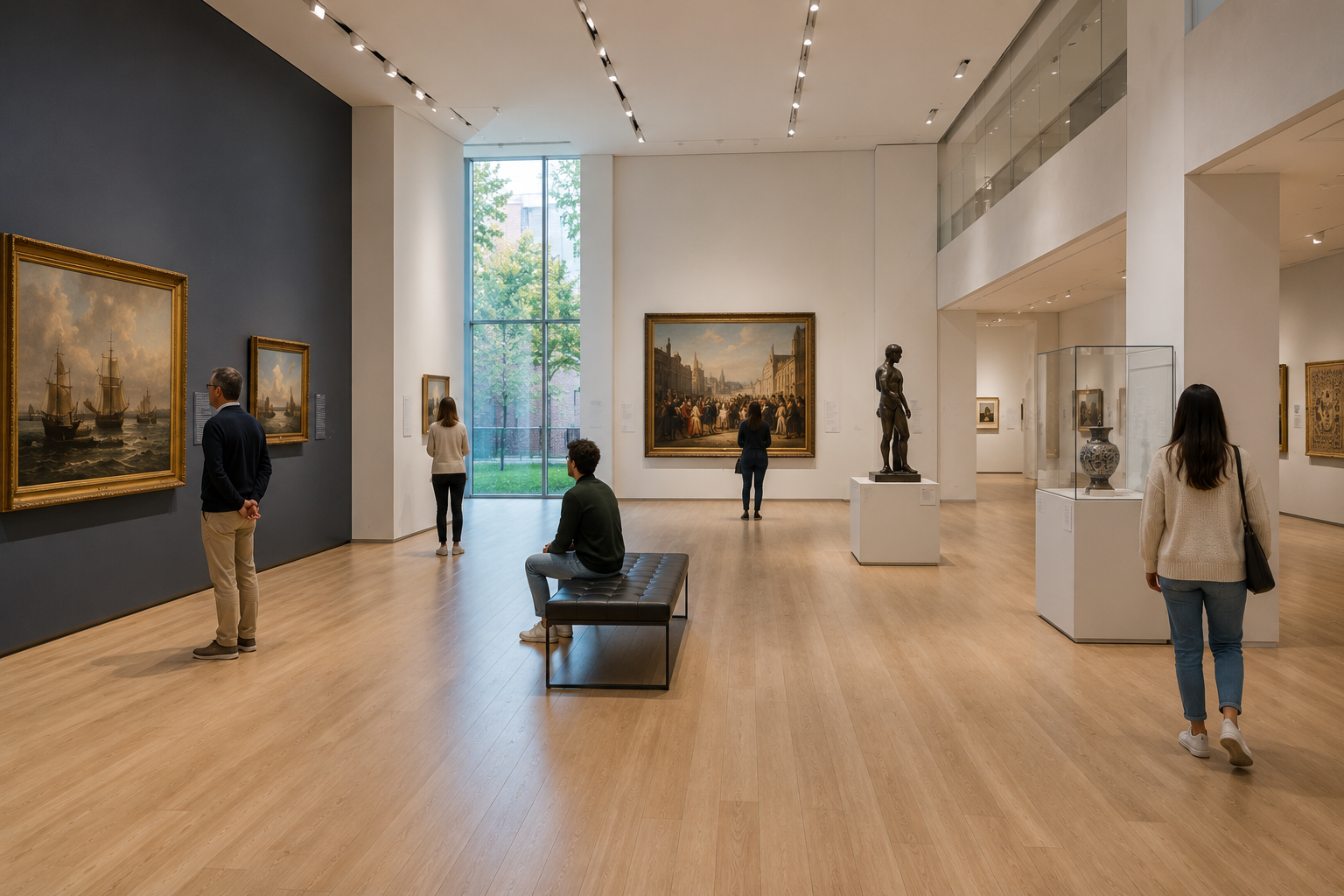 Bezoekers tellen in musea — bezoekers in een tentoonstellingszaal