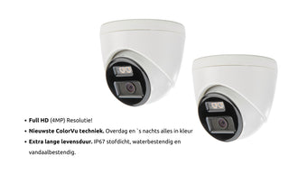 Compleet Professioneel Camerasysteem Hyundai, Full HD 4MP, 2 ColorView Camera`s, Incl. Monitor