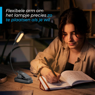 Detepo Leeslampje voor Boek - Draadloos - USB Oplaadbaar - LED Boeklamp met Klem - Verstelbaar - Leeslamp met Flexibele Arm - Geschikt voor Boeken/Slaapkamer/Bed - Zwart