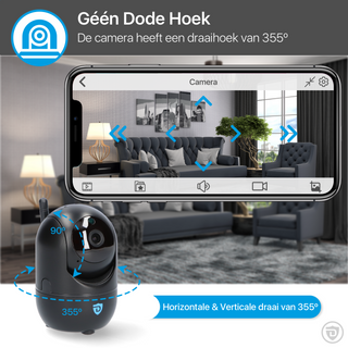 Detepo® Slimme Wifi Beveiligingscamera voor Baby en Huisdier - Bestuurbaar met App - Full HD 2 Megapixel - Babyfoon met bewegingsdetectie en Automatisch Volgen van uw Baby Huisdier - Incl. Gratis App en Nederlandse Handleiding