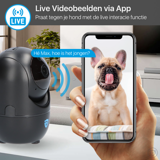 Detepo® Slimme Wifi Beveiligingscamera voor Baby en Huisdier - Bestuurbaar met App - Full HD 2 Megapixel - Babyfoon met bewegingsdetectie en Automatisch Volgen van uw Baby Huisdier - Incl. Gratis App en Nederlandse Handleiding